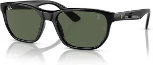 Женские прямоугольные солнцезащитные очки Ray-Ban RB4404M из коллекции Scuderia Ferrari, Black/Dark Green