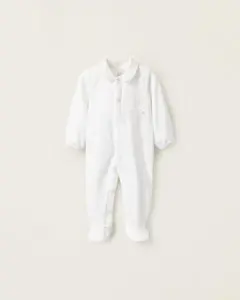 Бархатная пижама для девочки с воротником-нагрудником Zippy, белый