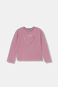 Детская хлопковая кофта с длинным рукавом United Colors Of Benetton, розовый