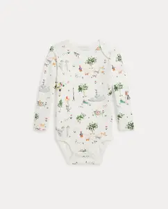 Унисекс боди из хлопка с принтом Polo Ralph Lauren, белый