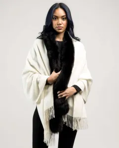 Женская шерстяная куртка с отделкой из лисы De La Roca, белый