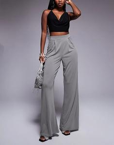 Брюки широкого кроя с мягкой ручкой и складками в сером цвете ASOS DESIGN