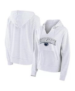Женский белый/серый пуловер с капюшоном и полосатым воротником Penn State Nittany Lions Arch Logo Fanatics, белый