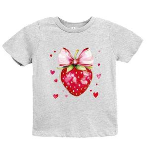 Футболка с принтом Coquette strawberry hearts watercolor The Juniper Shop, Heather Grey