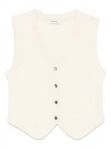 Кардиган в рубчик на пуговицах Sandro, белый