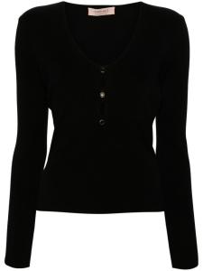 TWINSET ребристый верх, украшенный кристаллами, черный