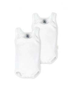 В комплекте 2 хлопковых детских боди на широких бретелях Cambrass, белый