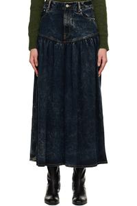 Ganni Черная джинсовая юбка миди с эффектом потертости