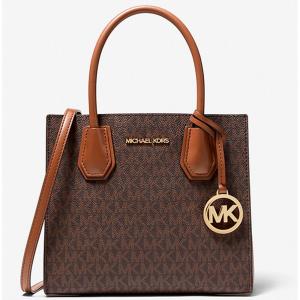 Сумка кросс-боди Michael Michael Kors Mercer Medium Logo and Leather Accordion, коричневый