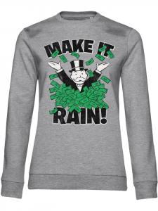 Свитер Monopoly Make It Rain Girly Sweatshirt серого цвета Monopoly