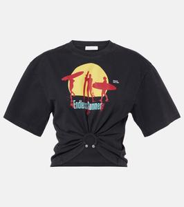 Принтованная укороченная футболка из хлопкового джерси Rabanne, Endless Summer