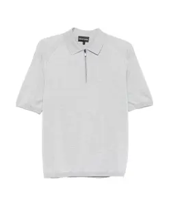 Серая рубашка поло из шерстяной смеси Emporio Armani, серый