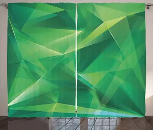 Шторы ABAKUHAUS Psychedelic Rustic, геометрический кристалл, универсальные ленточные шторы для гостиной с петлями и крючками, 280 x 225 см, лаймово-зеленый и Abakuhaus