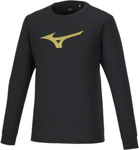 Футболка с длинным рукавом MIZUNO Training Wear, впитывающая пот, быстросохнущая, 32MAA157, унисекс, для взрослых, черный/золотой