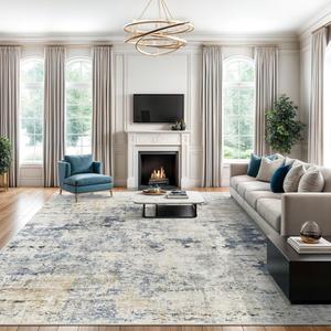 Ковер Soalmost Washable для гостиной, 214х153 см, синий/жёлтый