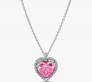 Колье Pandora Pink Halo Heart Collier, серебро