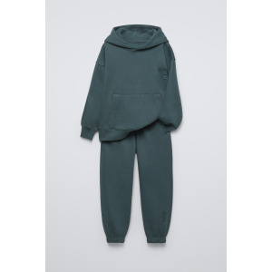 Комплект из толстовки с капюшоном и брюк jogger ZARA, синий/серый