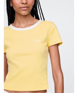 (W) Укороченная футболка в рубчик с логотипом GAP