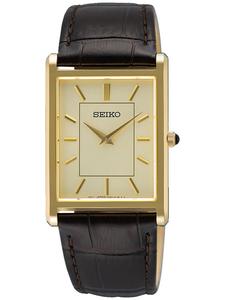 Seiko Мужские кварцевые часы с сапфировым стеклом, золотистого цвета
