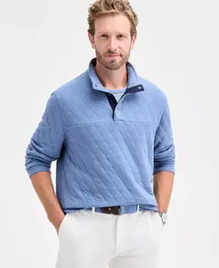 Мужской стеганый свитер с воротником-стойкой на кнопках Club Room, синий