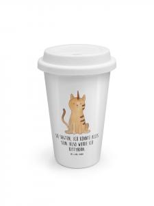 Mr. & Mrs. Panda Термокружка с изображением белого единорога и кота, с надписью