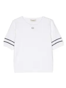 Джемпер с короткими рукавами и логотипом TWINSET Kids, нейтральный