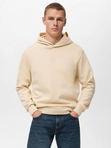 Боноблендовая хлопковая вязаная толстовка с капюшоном Mango, Light Beige