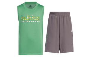 Детская повседневная спортивная одежда Adidas, зеленый и серый