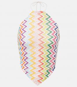 Вязаный топ-халтер с открытой спиной ZigZag Missoni, Multicolor w/White Base