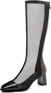 Женские ботильоны на толстом каблуке с вырезами, лаковые Klarmar, Black-Long 2