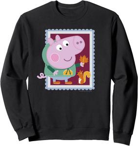 Толстовка с вышитым рисунком «Свинка Пеппа, Джордж и Белка, осенний сезон», черная Peppa Pig