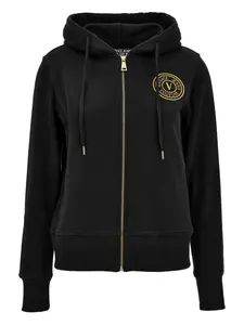 Худи на молнии с нашивкой-логотипом Versace Jeans Couture, черный