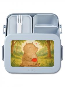 Mr. & Mrs. Panda Дизайн хлебницы с изображением медведя и кофе, выполненный в пастельно-голубом цвете