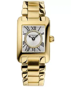 Женские швейцарские часы с бриллиантами Carree (1/20 карата) на браслете из нержавеющей стали золотистого оттенка, 23 мм Frederique Constant, gold-tone