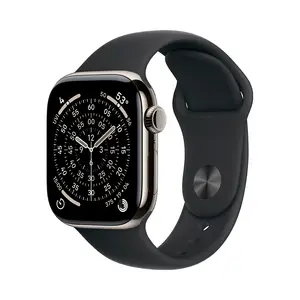 Умные часы Apple Watch Series 11 (GPS+Cellular), 42 мм, Natural Titanium Case/Black Sport Band - M/L