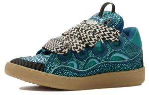 Lanvin Кожаный ремень с кристаллами в бензиново-синем цвете Petrol Blue