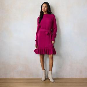 Платье-свитер мини с рюшами и воротником-стойкой Petite Lc Lauren Conrad