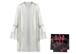 Женский халат из флоу пряжи, элегантный серый (подарочный набор для сна)