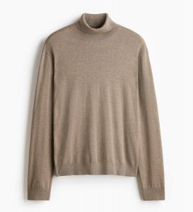 Джемпер H&M Regular Fit Polo-neck, темно-бежевый