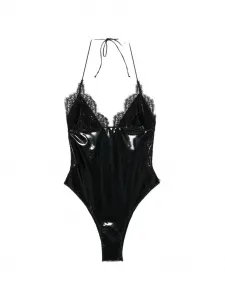 Купальник из латекса с кружевной отделкой Oséree, черный