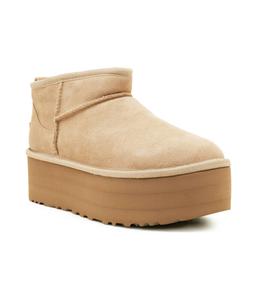Ботинки кожаные зимние UGG на платформе, желтый