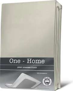 Простыня на резинке из джерси, хлопок, 90x200, 140x200, 180x200 и верхний слой..., Размер: 180 - 200 x 220 см, Цвет: белый с оттенком / натуральный One-Home