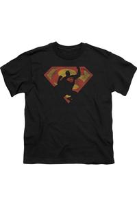 Футболка с коротким рукавом для детей с принтом щита Супермена Gildan, черный