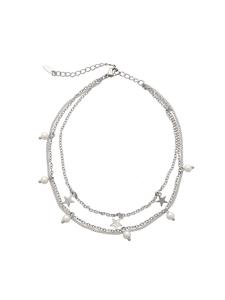 Faina Женский браслет на лодыжку с подвесками, серебристо-белый