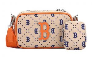 Полиэстеровая комбинированная сумка для камеры через плечо кросбоди обычная женская коричневая MLB