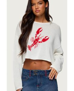 Женская вязаная блузка оверсайз Lobster Babe Edikted, White