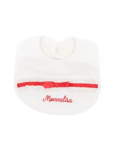 Нагрудник с лентой и кружевной отделкой Monnalisa, белый