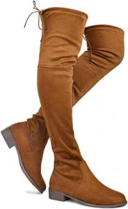 Женские сапоги до бедра Nature Breeze из искусственной замши с шнуровкой FF72, Tan-14K