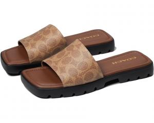 Сандалии COACH Florence Sandal, цвет Khaki/Dark Saddle