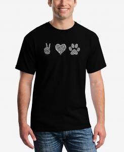 Мужская футболка с коротким рукавом peace love dogs word art LA Pop Art, черный